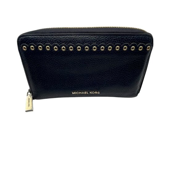 MICHAEL Michael Kors Large Scalloped Leather Clutch - Navy - Picture 1 of 12